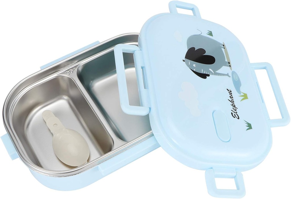 JTLB Leak Proof Stainless Steel Insulated Box, Ideal for, for Keeping Food Hot or Cold, Japanese Lunch Container (Solid blue-elephant)