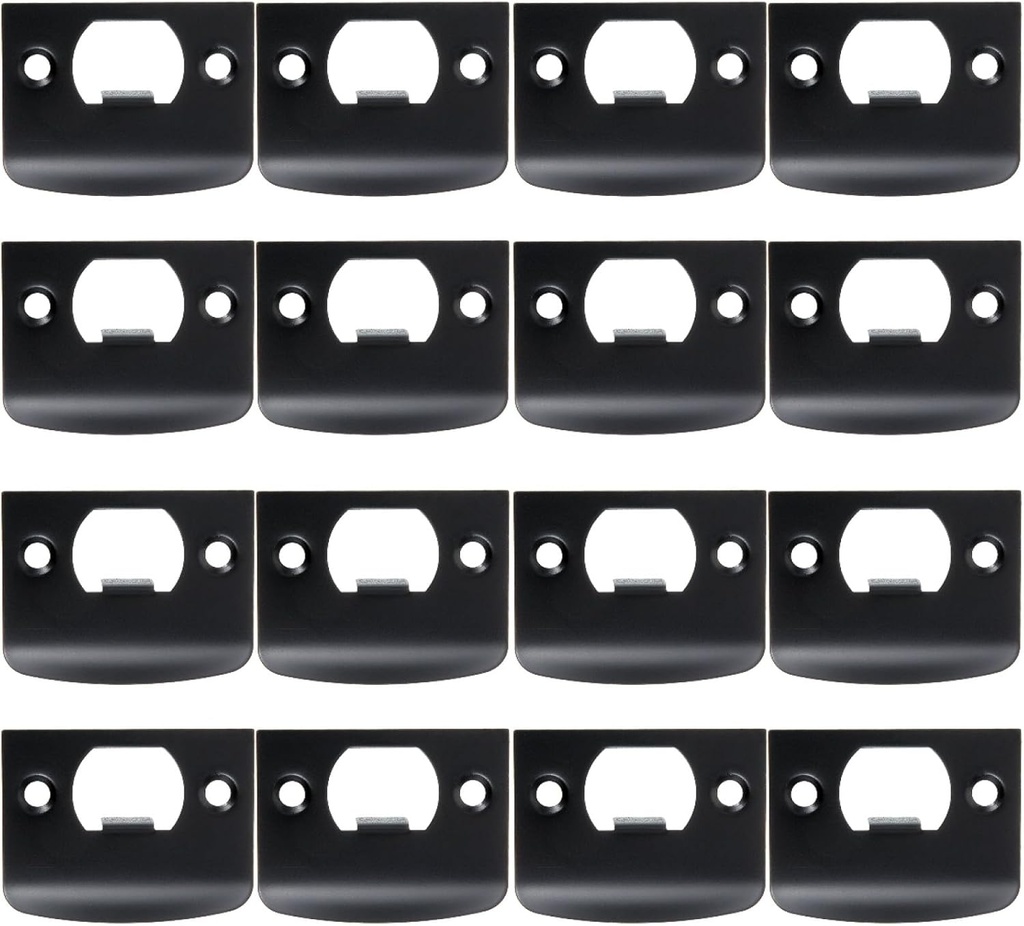 16 Pcs Black Deadbolt Strike Plate, Stainless Steel Door Reinforcement Kit for Security, Easy-to-Install D-Shaped Door Latch Strike Plates for Interior Doors