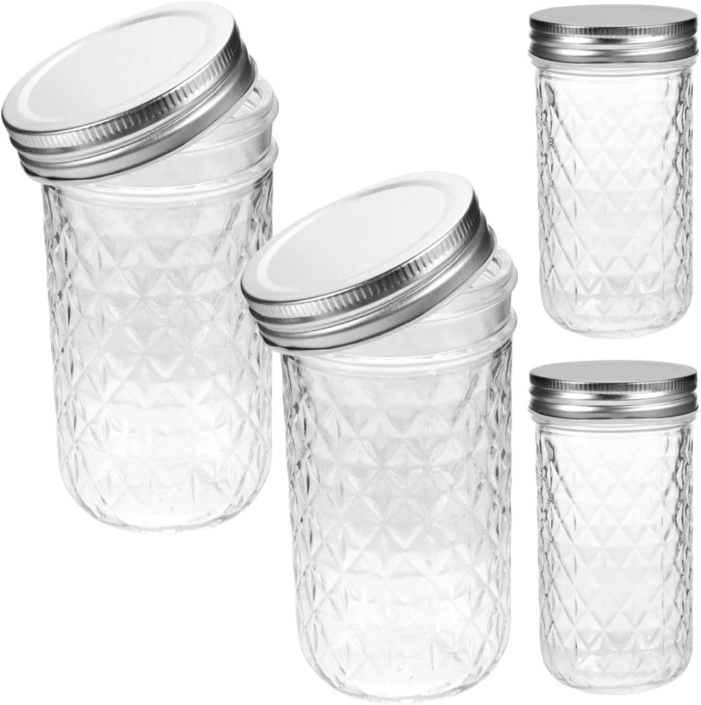 Zerodeko 4pcs Jam Jar Small Jars Oats Containers with Lids Food Storage Container Jam Containers Cups Glass Jar with Lid Honey Jars Caviar Sealed Jar Iron