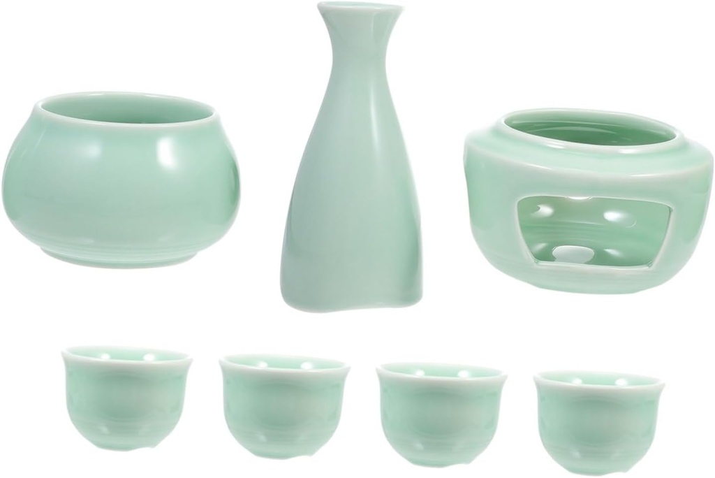 1set Japanese Style Sake Serving Set Warmer Ceramic Sake Dispenser Cups Traditional Home Barware for Hot for Entertaining Guests