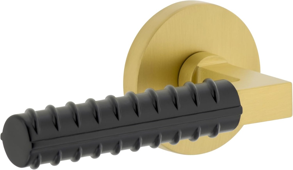 Viaggio Circolo Rosette Satin Brass Single Dummy with Satin Black Contempo Rebar Lever