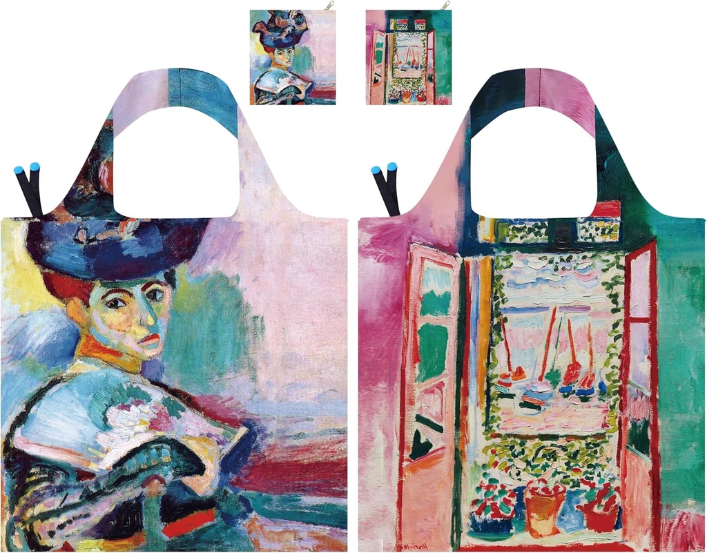 Reusable Grocery Bags, Oil Painting Art Tote Bags With Carry Pouch Waterproof Shopping Bags for Travel Daily Use