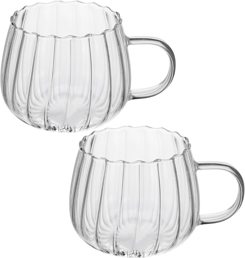 Cabilock 2Pcs Clear Glass Coffee Mugs with Handle Transparent Cups for Milk Tea and Soups for Breakfast and Entertaining Guests