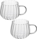 Cabilock 2Pcs Clear Glass Coffee Mugs with Handle Transparent Cups for Milk Tea and Soups for Breakfast and Entertaining Guests
