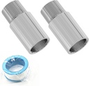 2PCS Shower Head Extension Arm Extender Stainless Steel 3/4PT Male to 3/4PT Female Thread, 2"/50mm Length Cast Pipe Fitting Coupler, Extension Tube Bathroom Accessory