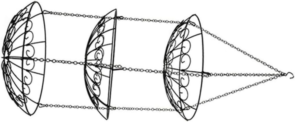 Zerodeko Iron 3 Tier Fruit Hanging Basket Kitchen Vegetable Rack Rotating Hook Detachable Fast Drying