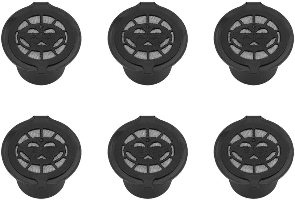 6Pcs Coffee Capsule Filters Baskets Plastic and Stainless Steel Refillable Reusable Coffee Capsules Pods for Machines Spoon