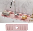 WAFT YEARN 17X5 Inch Silicone Durable Faucet Mat Kitchen Sink Splash Guard Draining Protector Tray Liner Absorbent Protective Counter Accessories For Sink Kitchen Bathroom Laundry Room Bar & RV Pink