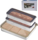3Pack Bacon storage container for fridge,304 Stainless Steel Airtight Deli meat container/Kitchen Meat Saver Storage Container (2 Pack M+1 Pack L)