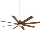 Minka Aire F888L-DK Slipstream 65" Outdoor Ceiling Fan with LED Light and Remote, Distressed Koa