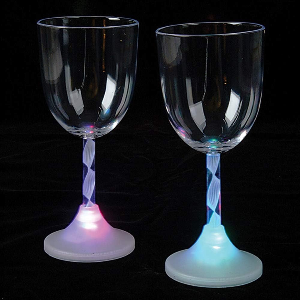 Set of 4 Light Up Wine Cup 9 oz Novelty Acrylic LED Flashing Wine Goblet Party Favor Bar