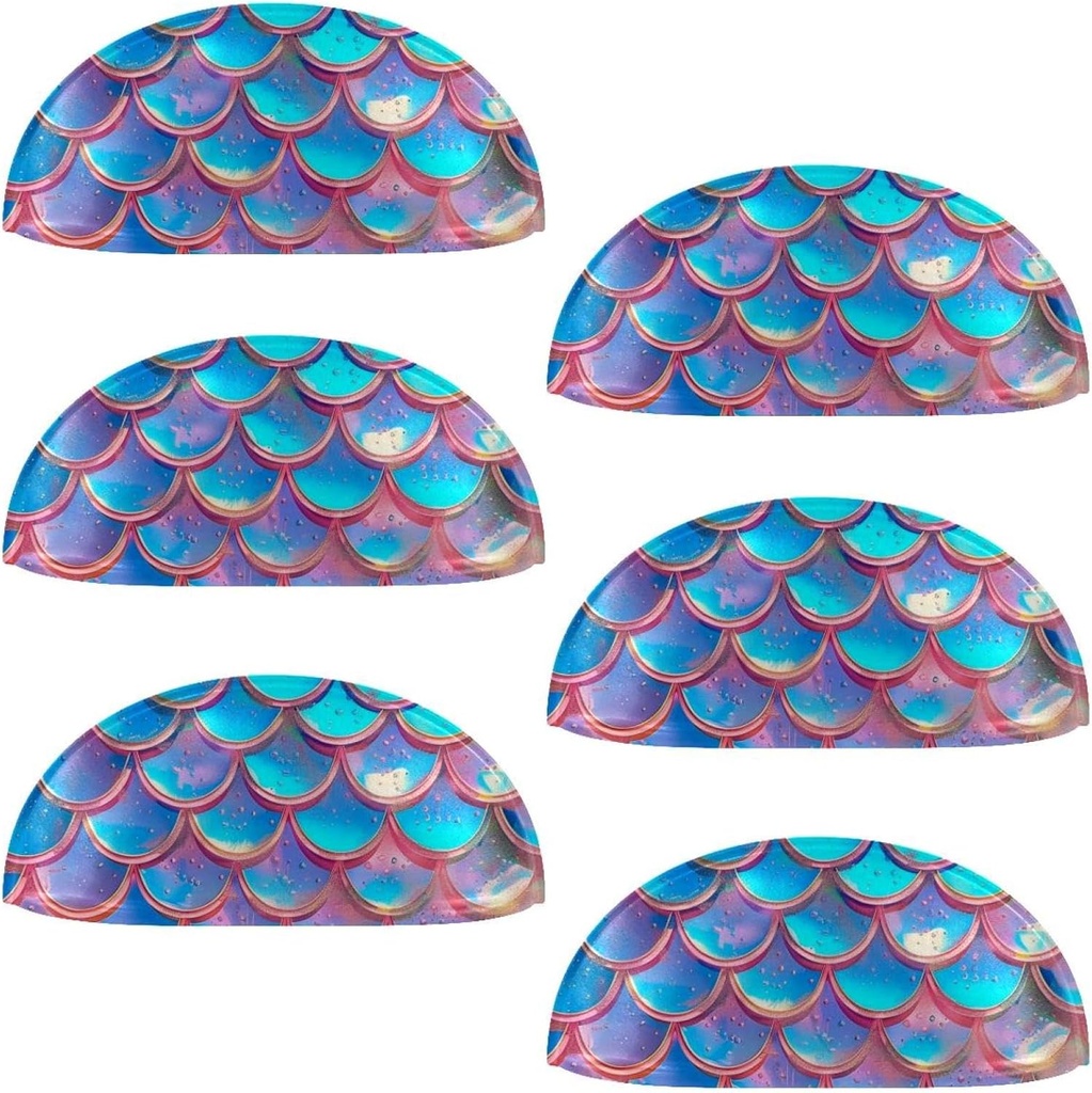 6 Packs Mermaid Scales Background Cabinet Knobs, 3.5" Modern Kitchen Cabinet Pulls with Screws, Drawer Pull Knob Handles for Closet, Cupboard, Door