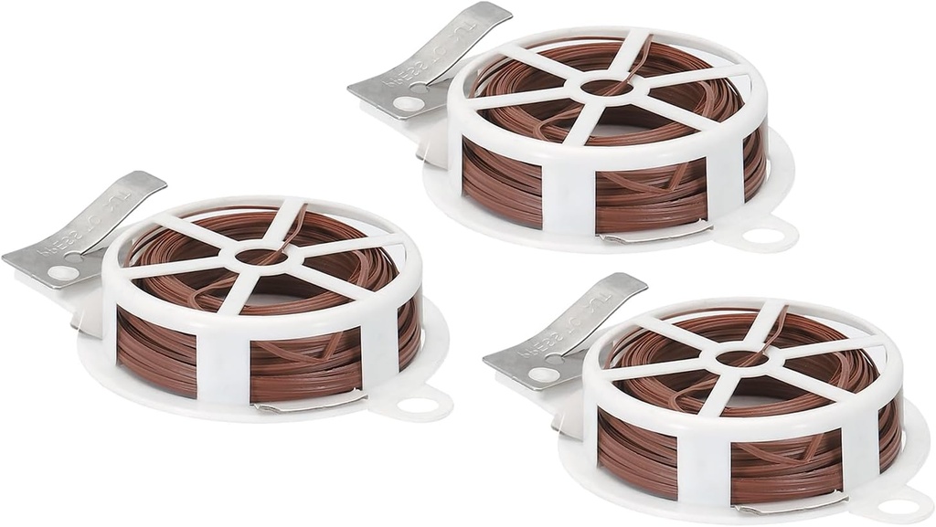 PATIKIL 65ft/20M Twist Ties, 3 Pack PE Garden Plant Ties with Cutter Reusable for Gardening Climbing Vines Office Home Cable Organizing, Brown