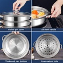 Steamer Pot for Cooking 11 inch, Steamer Pots 3-tier Multipurpose Stainless Steel Steam Pot Cookware with Handle for Vegetable