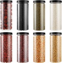 8 Pack 32 oz Plastic Jars with Lids Clear Airtight Food Storage Jars with Lids Reusable Round Empty Plastic Cylinder Container with Black Lids for Kitchen Food & Home Storage of Cookie