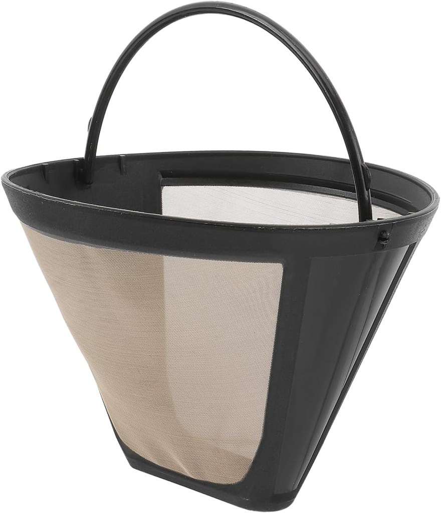 VILLCASE Reusable Golden Cone Shape Coffee Filter Mesh Basket Stainless Steel Coffee Pod Holder Fits All Cone Filter Coffeemakers Easy to Clean Dishwasher Safe