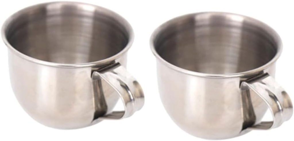 VICASKY 2pcs Stainless Steel Mini Water Cups Small Plum Wine Sake Tea Mugs Lightweight Unbreakable for Home Use