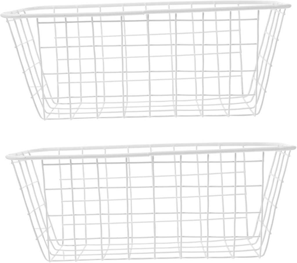 Garneck 2pcs Wall-mounted Wire Storage Basket Kitchen Hanging Organizer for Home Storage Design for Bathroom and Pantry Use
