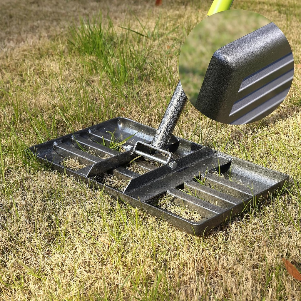 Lawn Leveling Rake, Heavy Duty Levelawn Tool for Garden Level Soil or Dirt Ground Surfaces Easily, 17” x 10” Ground Plate, Steel Handle Length is 60 inch