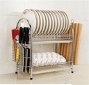 Dish Plates Cups Drainers 2 Tier 304 Stainless Steel Mug Holder Cutlery Drainer Rack Holder Shelf Storage C