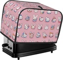 2 slice Toaster Cover, Charming Bunny Print Bread Machine Covers with Pockets for Kitchen Counter 11.4''x7.9''x7.5''