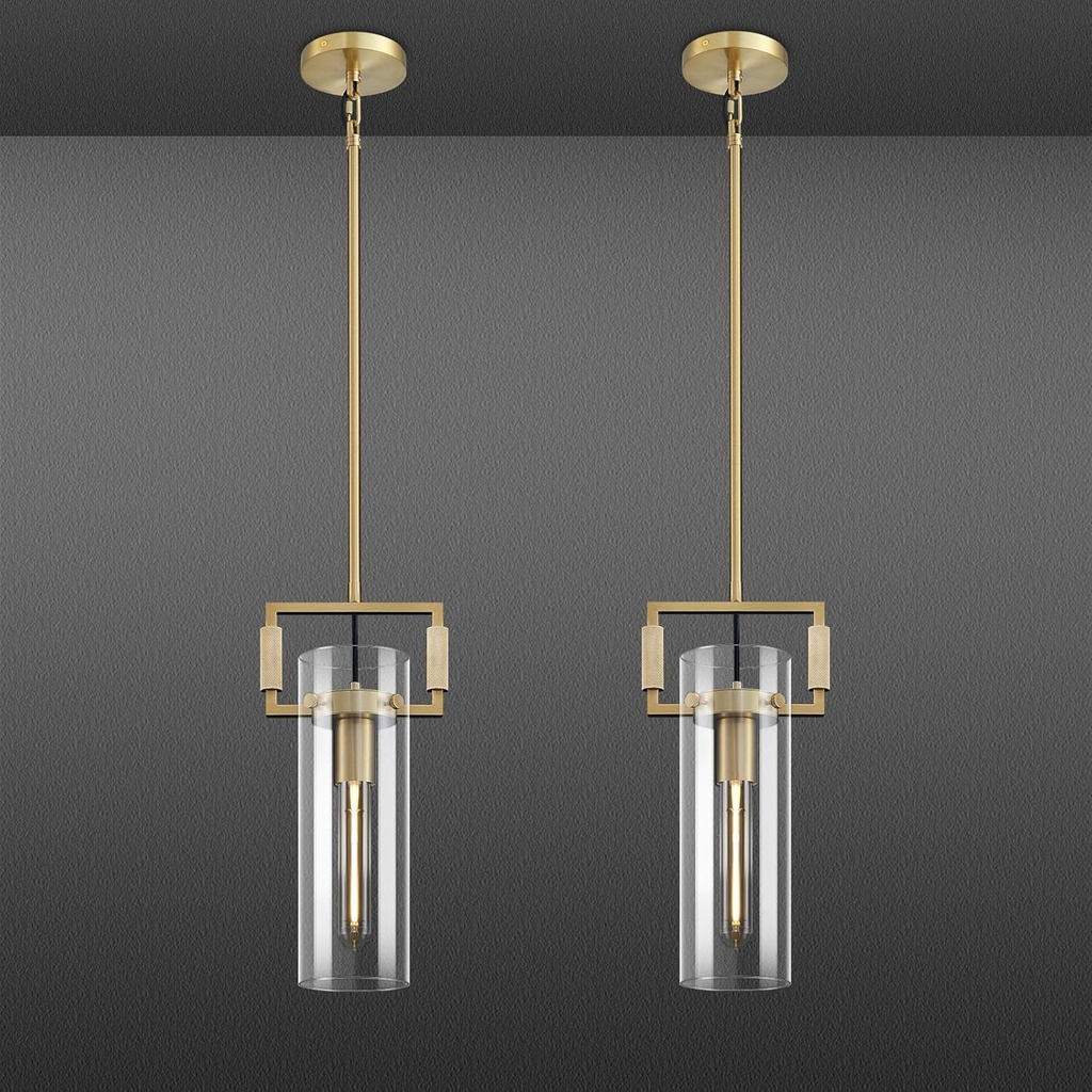 Modern Brass Island Pendant Lights 2 Pack,12'' Glass Light Pendant,Gold Kitchen Island Pendant Light Fixtures,Farmhouses Pendant Light, for Kitchen,Dining Room,Bathroom,Bulbs Included