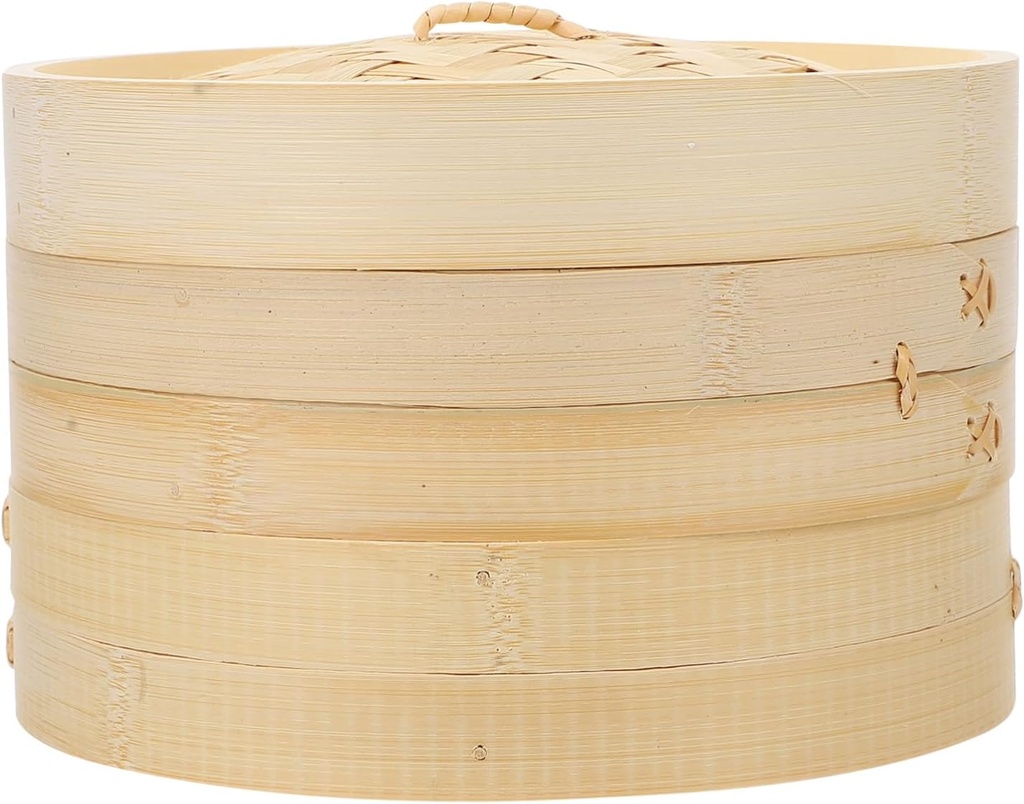 Reusable Steamer Basket with Lid Handmade Kitchen Food Steamer for Dumplings Dim Sum Vegetables High Temperature Resistant Heat and Cold Fits Woks and Pots