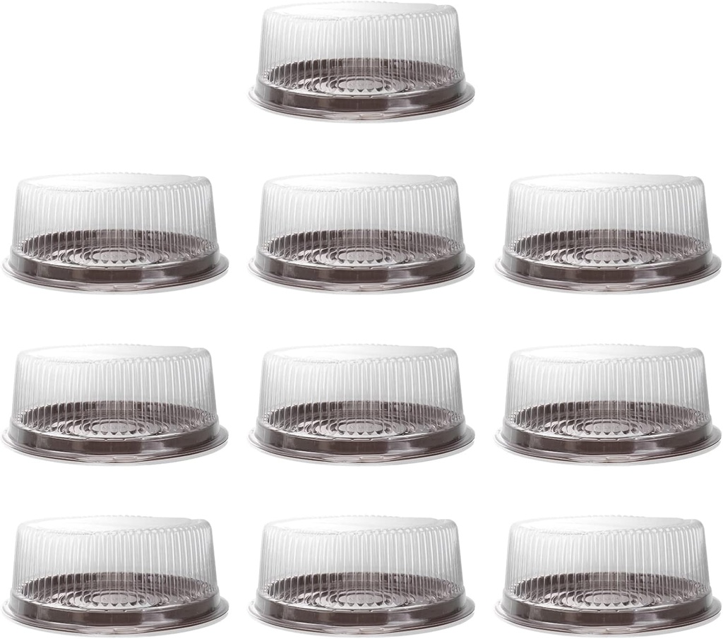 10PCS 8 Inch Disposable Cake Containers with Lids, STOBAZA Plastic Cake Carriers, Round Cheesecake Cake Pie Container, Bakery Supplies Cake Holder for Transport, Storing, Displaying Cakes