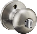 J-Series by Schlage Stratus Door Knob with Standard Trim, Bed & Bath Privacy Lock, Satin Nickel, J40 STR 619