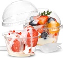 Fit Meal Prep [50 Pack] 5 oz Clear Plastic Dessert Cups with Dome Lids and Sporks, Disposable Parfait Cups with Lids, Fruits Cups No Hole, Party Containers for Yogurt, Ice Cream, Snacks, Pudding