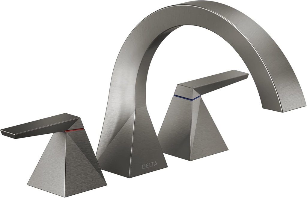 Delta Trillian Roman Tub Faucet, Black Stainless Deck Mount Bathtub Faucet, Lumicoat Black Stainless T2746-KS-PR (Valve Not Included)