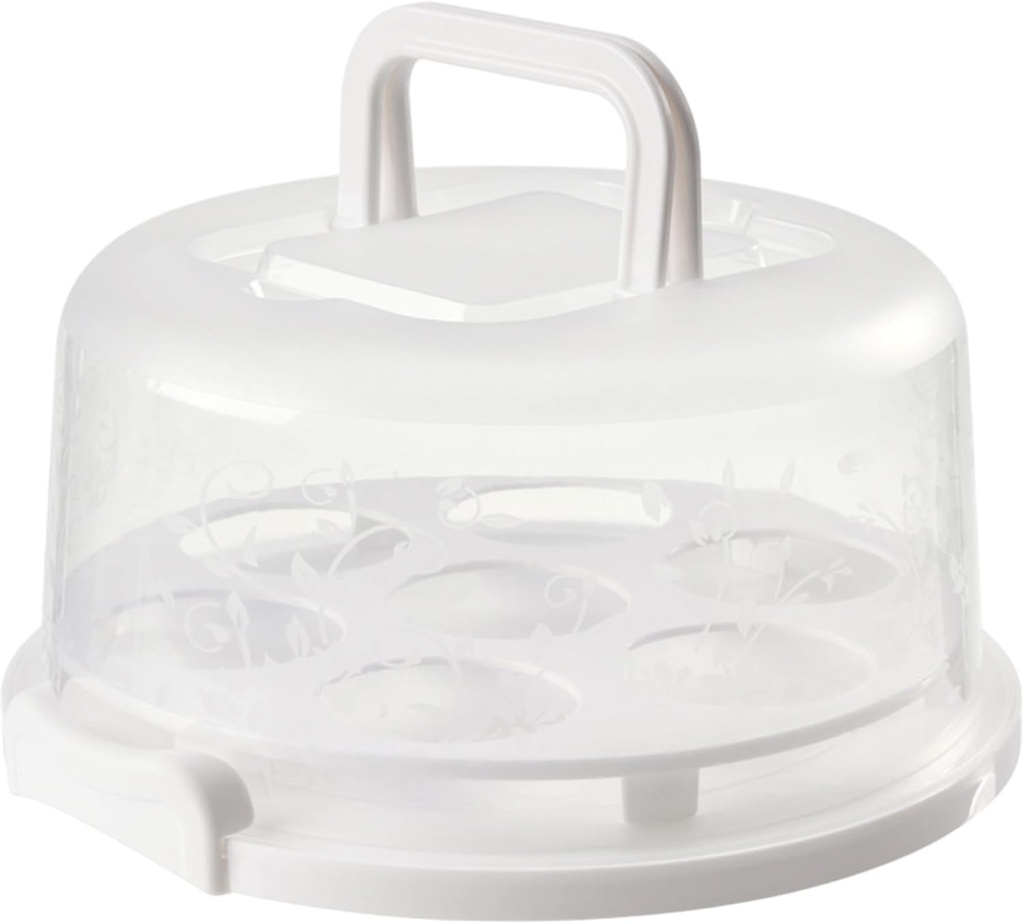 Cake Carrier with Lid and Handle 10" Portable Cake Carrier with Transparent Lid Washable Reusable Round Container for Cupcak
