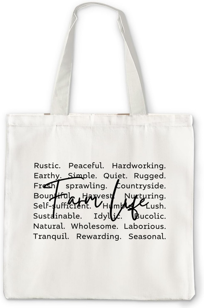 Farm Life Canvas Tote Bag, Best Gifts for Farmers, Gardener Plant Lover Mom Lady Gifts Tote Bags for Women, Rustic Country Reusable Grocery Shopping Bags