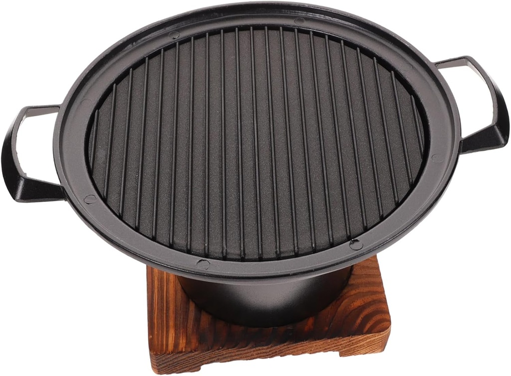 GANAZONO Portable Non Stick Camping Bbq Grill Oven Heat Resistant Tabletop Barbecue Pan with Oil Drain Design Durable Outdoor Grilling Furnace for People Easy Clean Household Roasting Meat