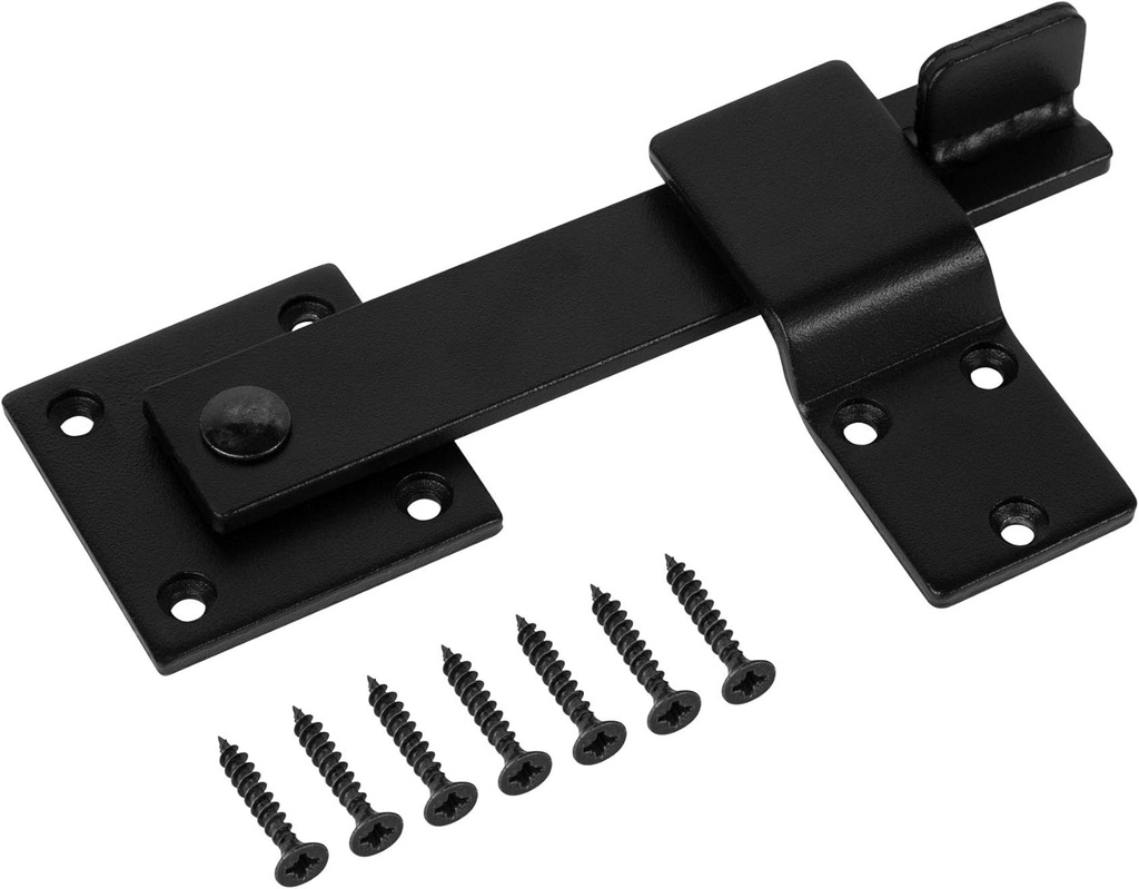 Sturdy 6" Farm Flip Fence Gate Latch, Barn Door Lock Flip Latch Hardware, Rustic Gate Lock for Cabinet, Shed, Sliding Doors, Matte Black