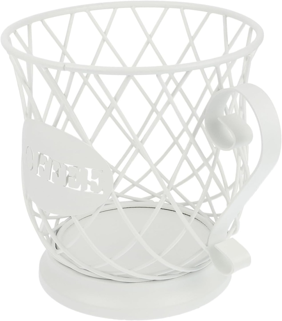 IMIKEYA Metal Coffee Pod Holder Organizer Stylish White Storage Basket for Coffee Capsules Versatile Decor for Kitchen and Office Capacity for Snacks and Fruits
