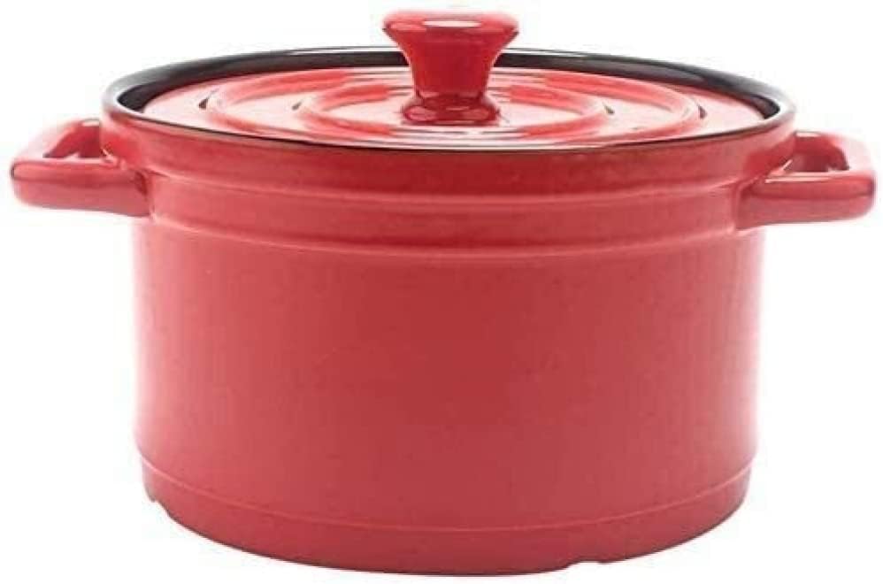 Ceramic Casserole Dish with Lid, Clay Pot Cookware Ceramic Casserole with lid, Slow Cooker Round Oven, Non-Stick Ceramic -Red||3l Cooking pots and Pans