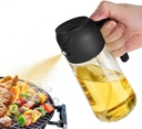 Generic 16 oz Olive Oil Dispenser, 2 in 1 Oil Sprayer for Cooking, 470ml Glass Oil Spray Bottle with Pourer, Food-grade Oil Dispenser and Oil Sprayer for Kitchen, Salad, Frying, BBQ (black)