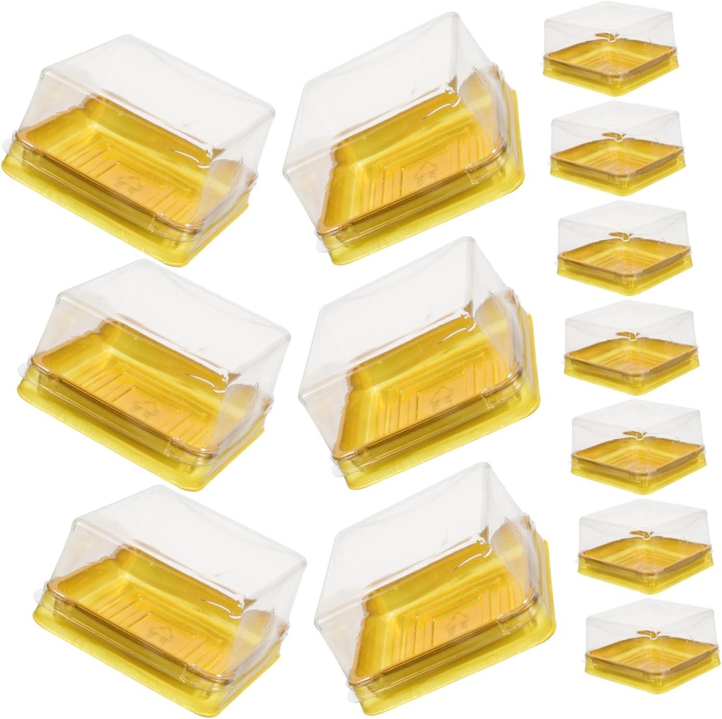 50pcs Food Grade Moon Cake Packaging Boxes Square Pastry Storage Containers Closure for Cookies Macaroons Egg Yolk Desserts