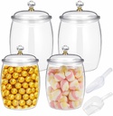 Plastic Candy Jars Cookie Jars with Airtight Lids, 2 Pcs 76 Oz +2 Pcs 128 Oz Food Organization Canisters for Kitchen, Clear Decorative Apothecary for Cookie, Candy, Sugar, Nuts (4 Jars +2 Scoops)
