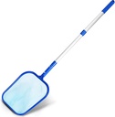 Pool Skimmer Net with Adjustable 17-40" Telescopic Pole - Fine Mesh Net - Leaf Skimmer for Cleaning Surface of Swimming Pools, Hot Tubs, Spas and Fountains
