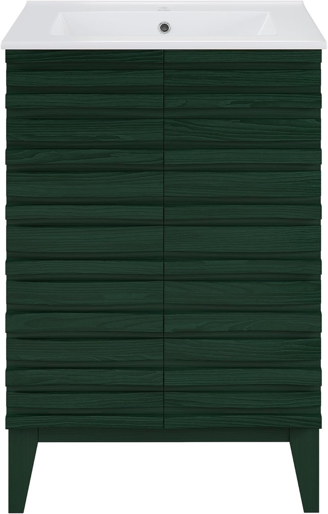 Swiss Madison Cascade 24" Freestanding Bathroom Vanity in Green Oak with Sink Top