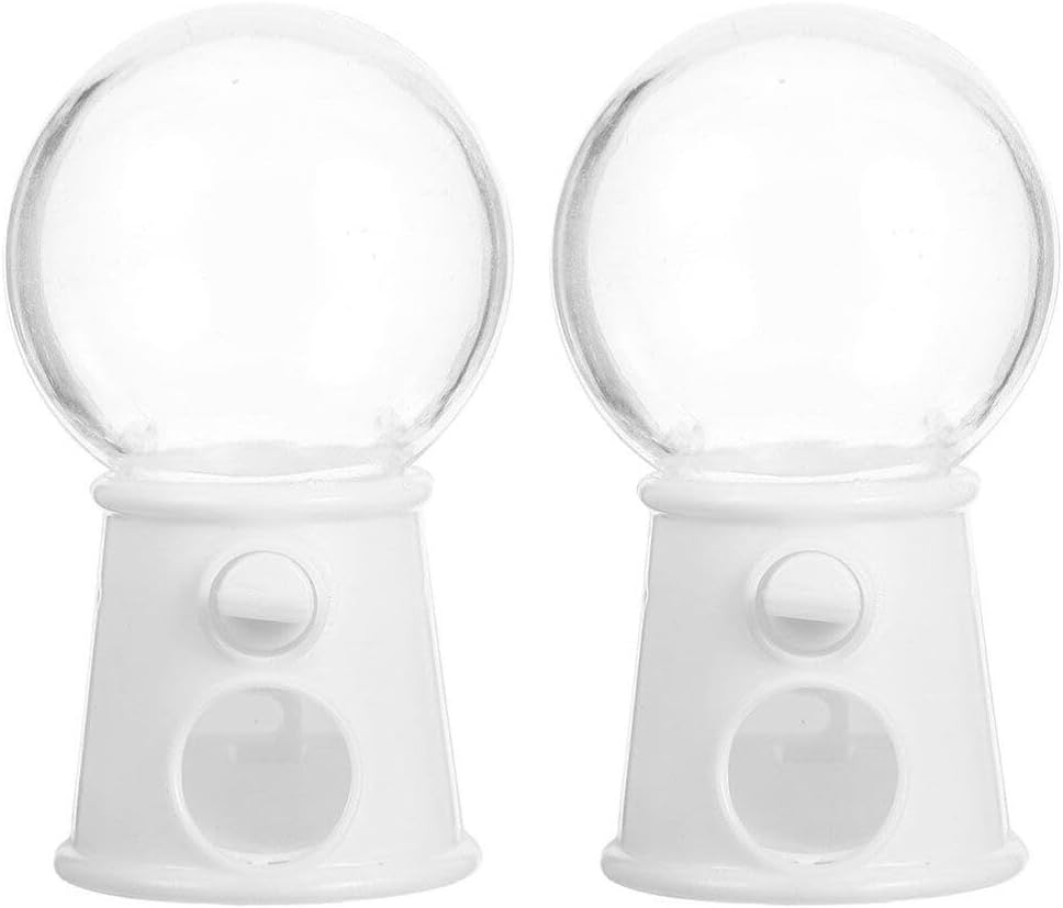TOYANDONA 2pcs Plastic Mini Gumball Dispenser Portable Children Candy Machine Mini Money Deposit Box Kids Kindergarten for Wedding Birthday Party Supplies 2.8x1.4 Inch White