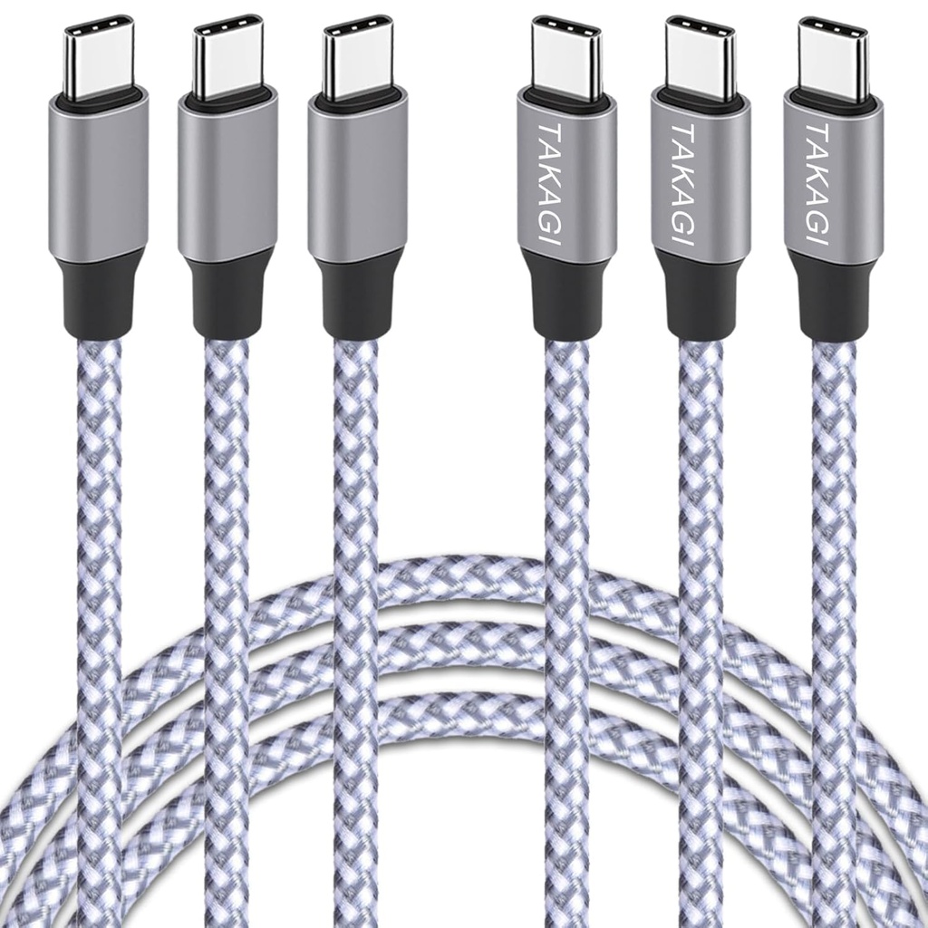 USB C to USB C Cable,Type C Charger Fast Charging Cable 60W 3ft 3Pack Nylon Braided Data Sync USB C Cable for iPhone 17 16 15 Pro Max,Plus/iPad Mini 6,Pro 12.9/MacBook Pro/Air 4/5/Galaxy S25/S24/S23