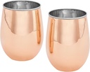 Old Dutch 2-Ply Stemless Wine Glasses (Set of 2), Solid Copper/Stainless Steel, 17 Oz.