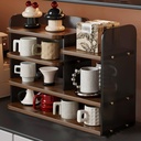Coffee Mug Holder Cup Station Organizer, Elegant and Refined, High-definition High-transparency, Multifunctional Coffee Pod Organizer for Coffee Bar Decor(Walnut)