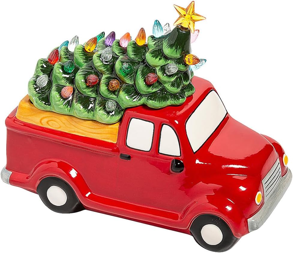 Fun Express Vintage Truck with LED Christmas Tree Cookie Jar