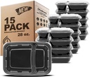 Freshware Meal Prep Containers [15 Pack] 2 Compartment with Lids, Food Storage Containers, Bento Box, BPA Free, Stackable, Microwave/Dishwasher/Freezer Safe (28 oz)