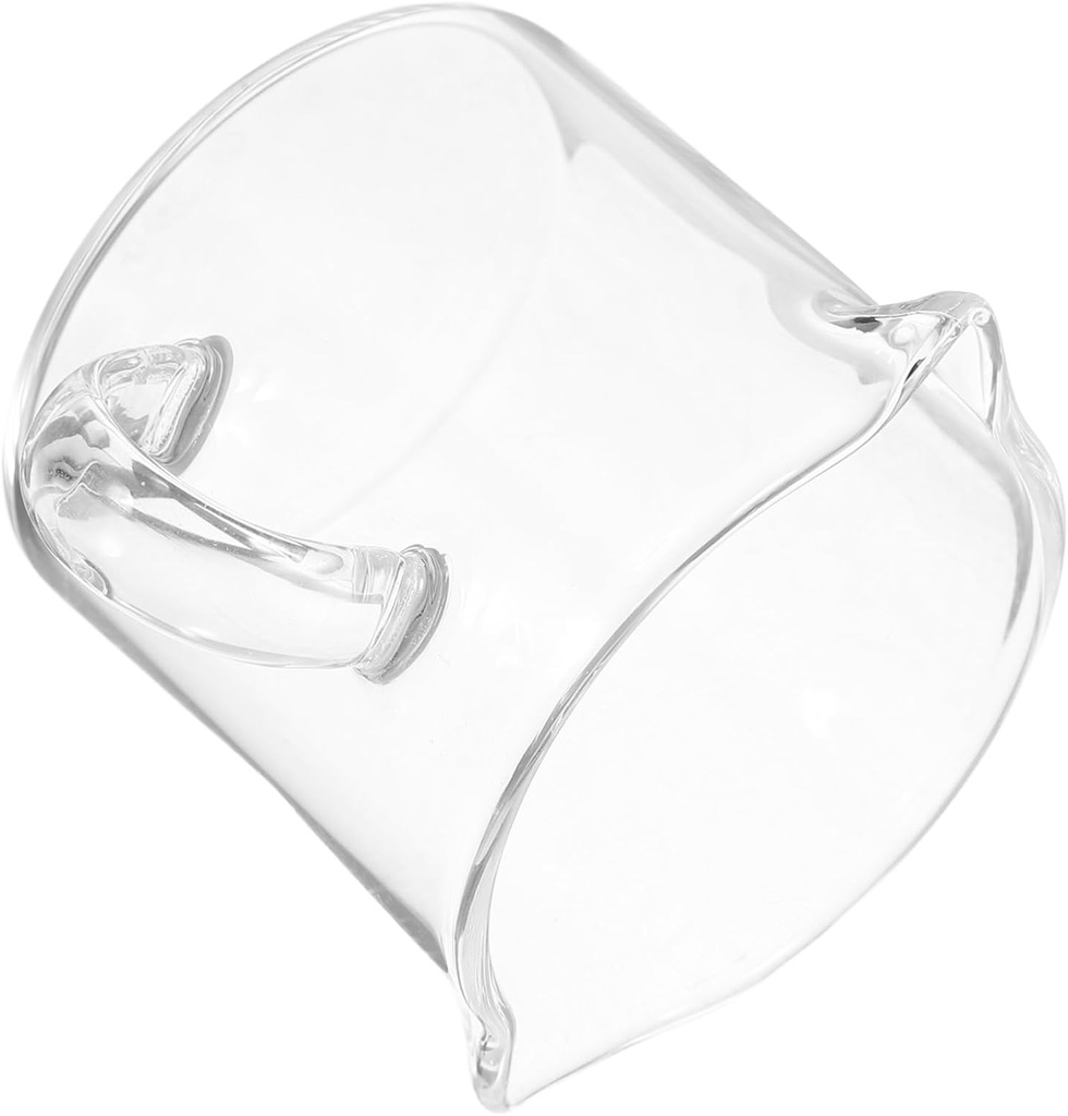 TEHAUX Small Thickened Transparent Glass Creamer Jug with Dual Spouts and Handle Mini Milk Frothing Pitcher for Coffee and Tea Mess Pouring Espresso Measuring Cup Versatile Dual Spout