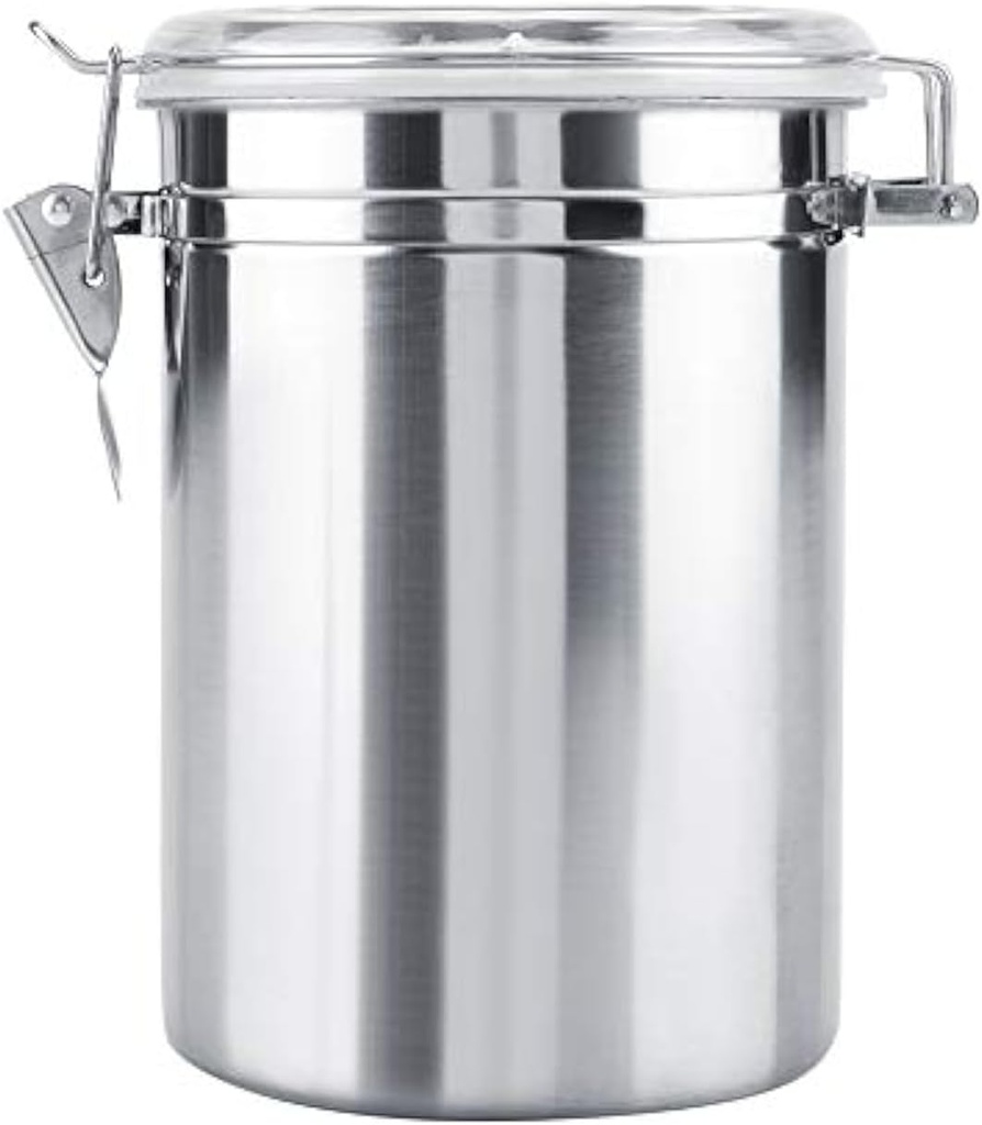 Stainless Steel Kitchen Canister 1900ml Airtight Clamp Lid, Clear Top Ideal for Kitchen Storage, Food Storage, Pantry Storage
